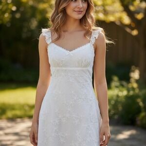 Princess Polly Beacall White Embroidered Mini‎ Dress Sweetheart Neckline 4
